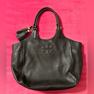 TORY BURCH authentic black leather hobo bag with gold hardware- beautiful!